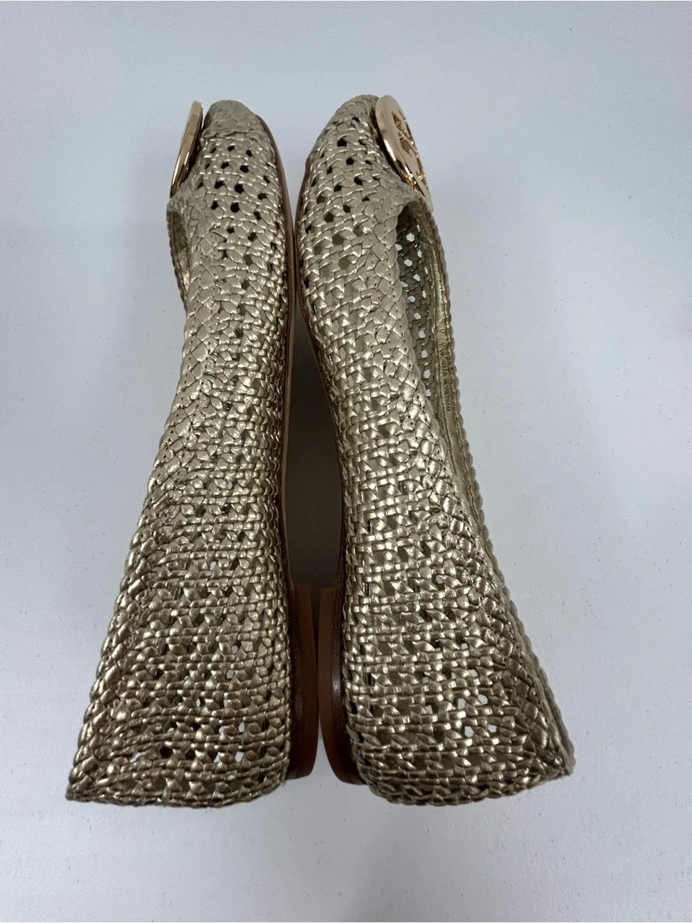 Tory Burch Reva Pasedena Woven Gold Ballet Flats Size 7.5